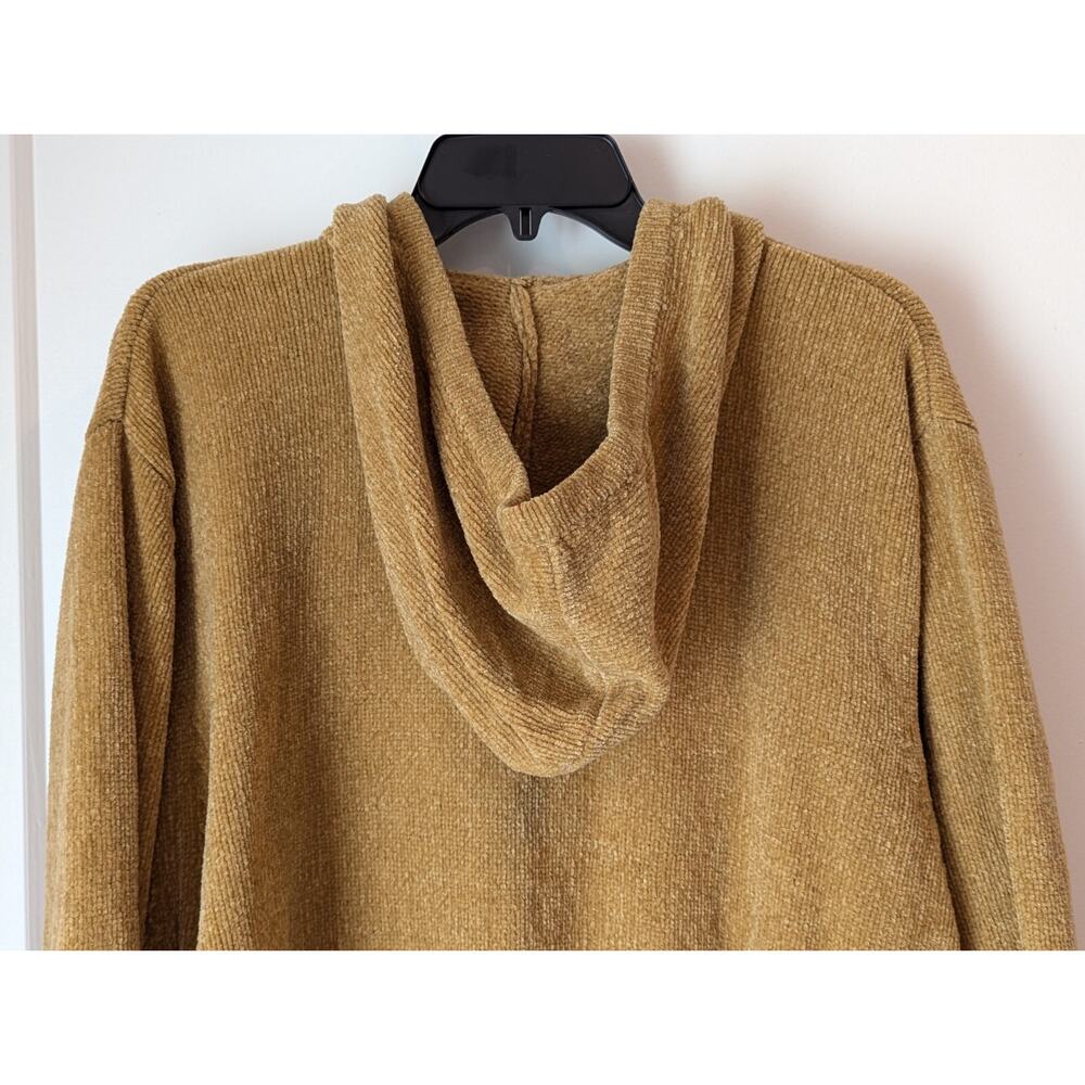 Denim&Co XL Mustard Brown Sweater Cardigan Hooded Embroidered NWT Cottagecore - Picture 11 of 14